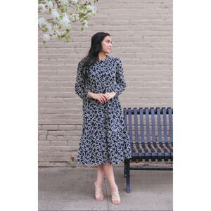 DAINTY JEWELLS Navy Blue Eyelet STROLLING THROUGH SAVANNAH Sz Large Lined Dress